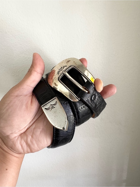 Justin Accessories - Justin Black Top Grain Cowhide Leather Western Belt with Silver Buckle size 32